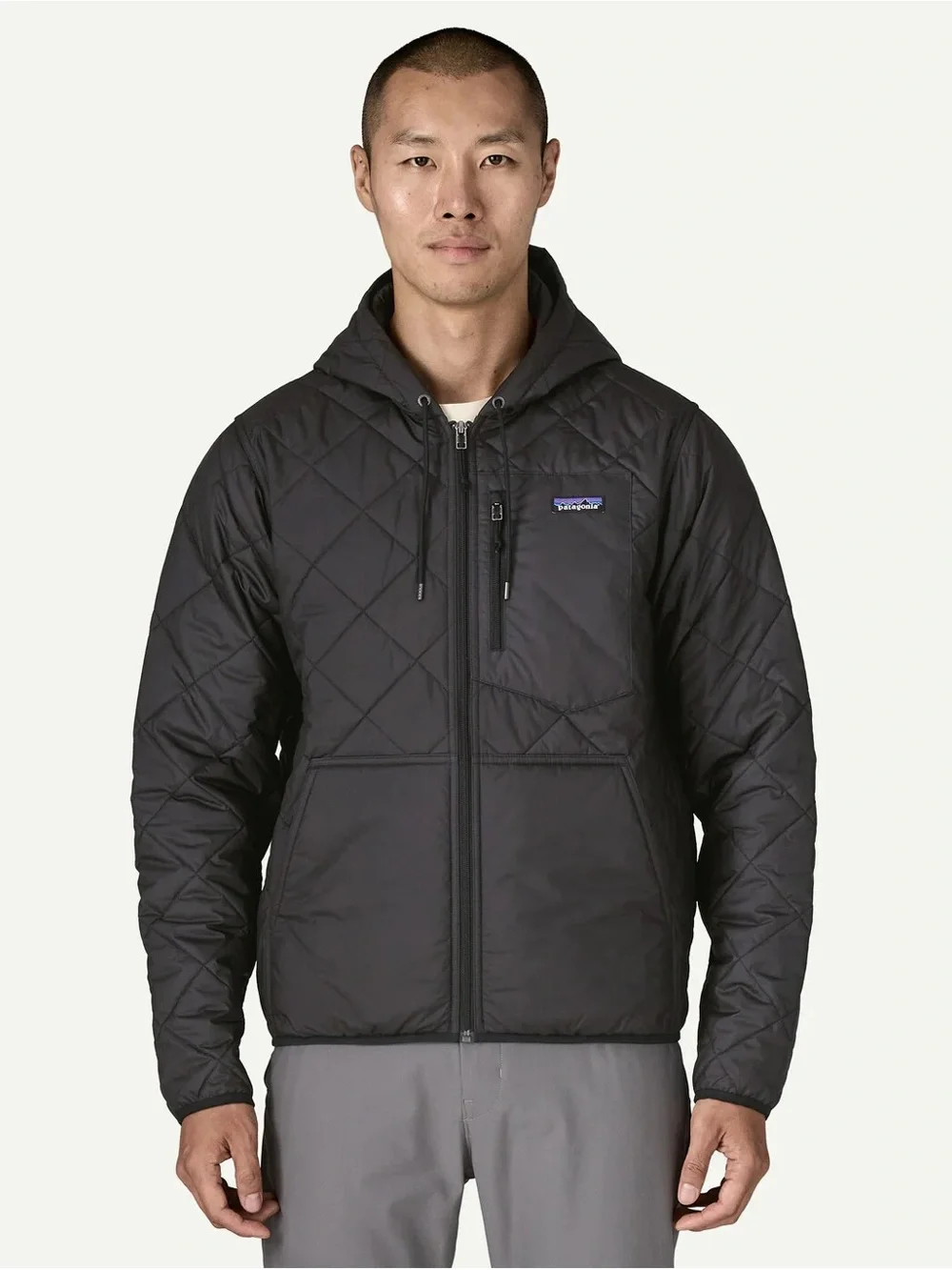 Patagonia Men's Diamond Quilted Bomber Hoody, Size S in Black